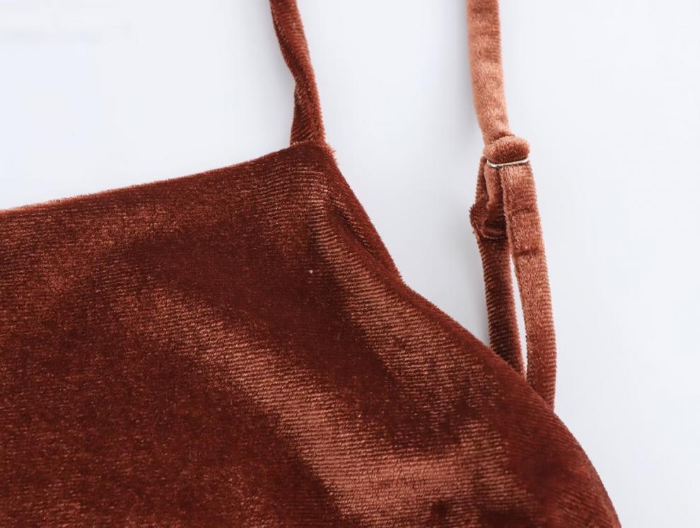 Velvet Ruched Midi Slip Dress – European & American Hot Girl Style Winter Fashion