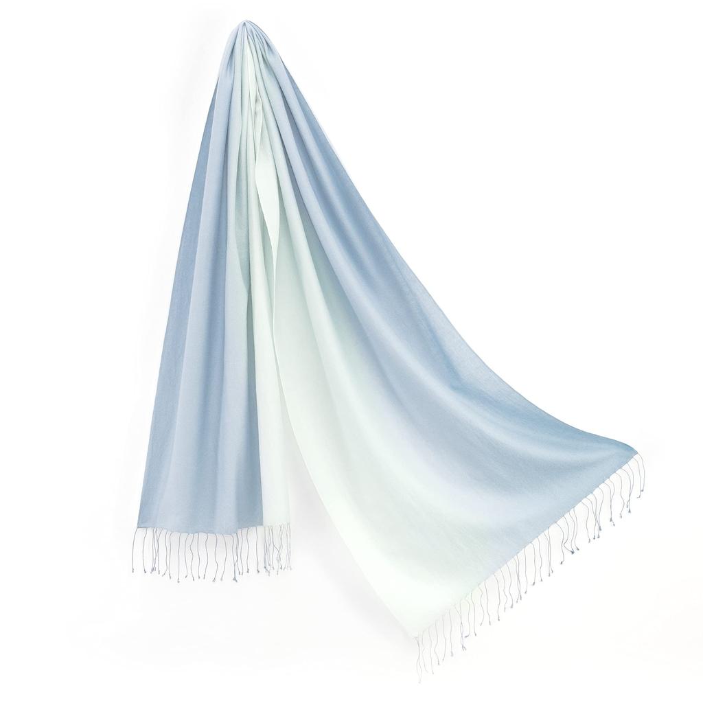 Cashmere and Silk Gradient Serenity Gift Boxed [Pashmina Collection] Stole, 45x180cm, Blue,