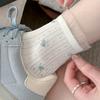 Pleated Laceless Short Socks, Ballet Style, White Mid-calf Socks, Summer Lightweight Version, Summer Layered Stockings