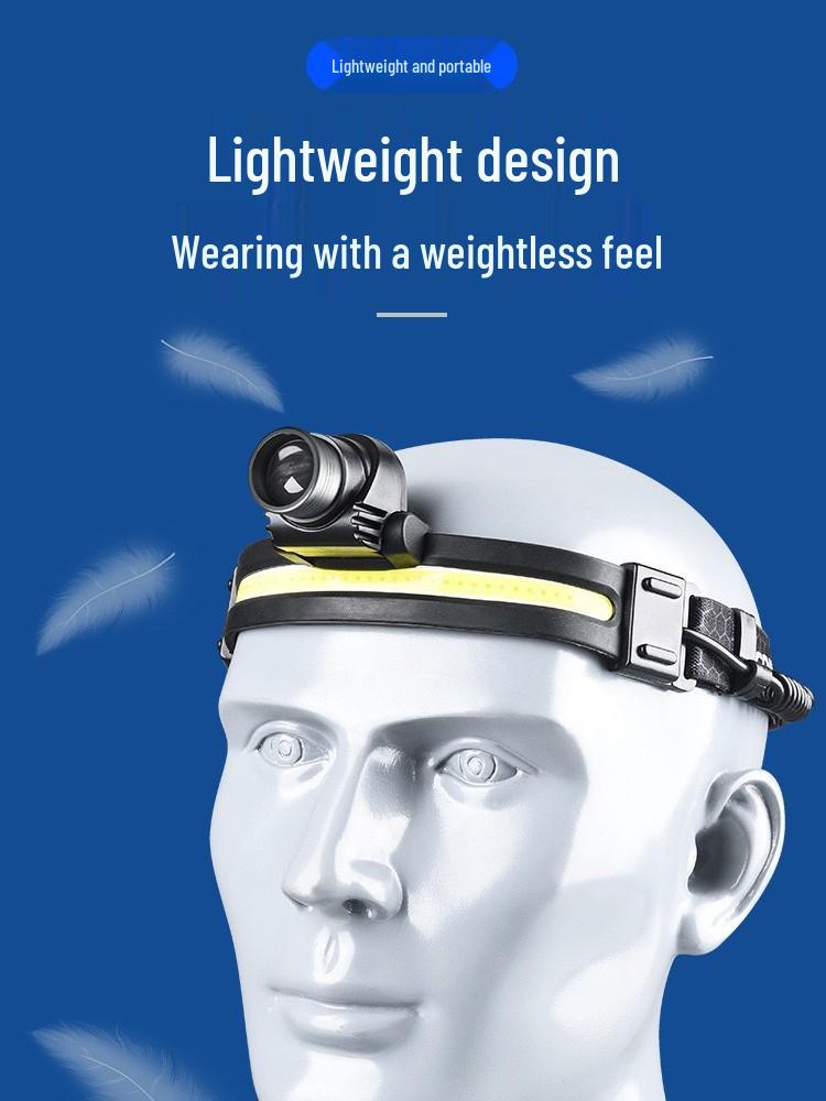 USB Rechargeable Dual Light Source Waterproof Headlamp for Night Fishing