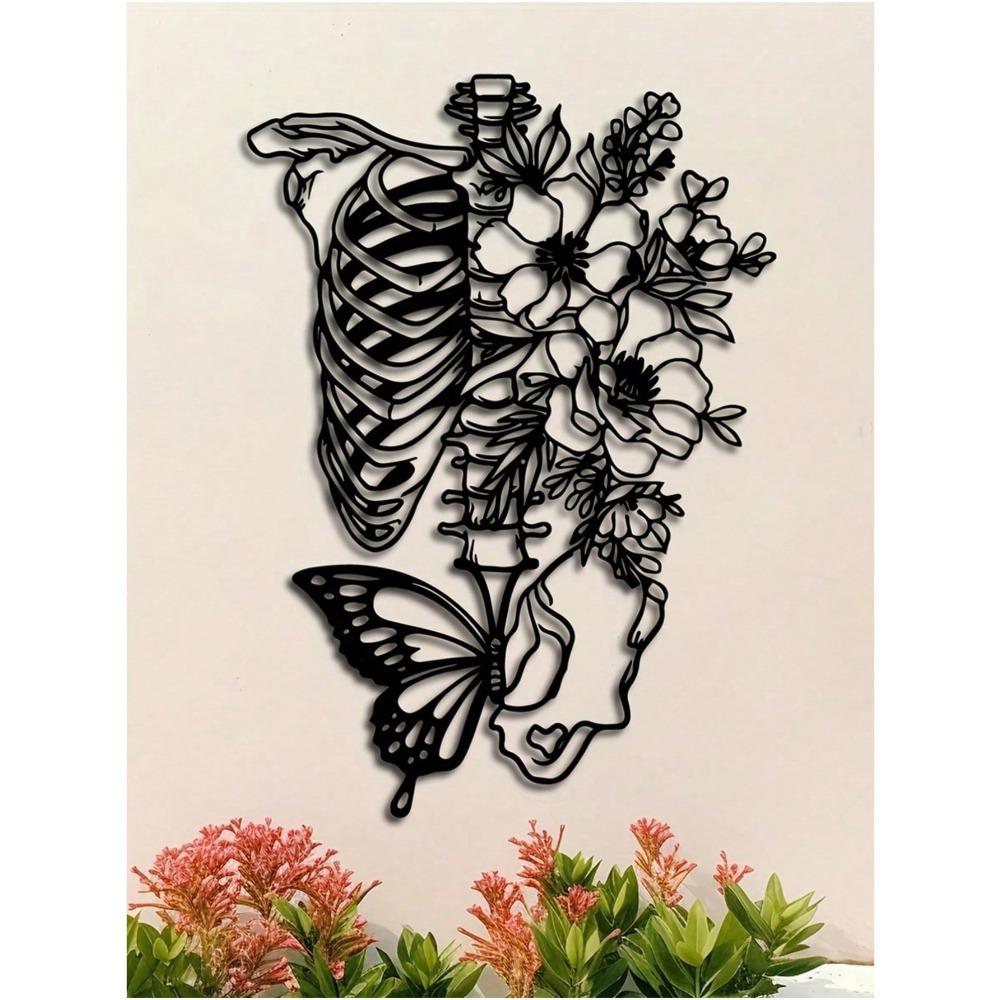 1pc Skeleton Gothic Style Iron Decor Wall Hanging, Suitable For Bedroom, Living Room And Entrance, Home Decor,Home Decor ,Room Decor,Wall Decor