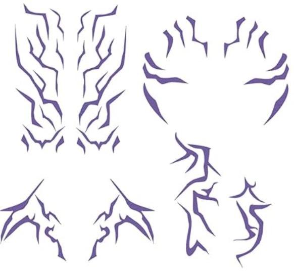 4 sztuki fioletowe tatuaże Rumi K-pop motyw odgrywanie ról, wachlarz z wzorem Rumi Halloween tymczasowy tatuaż taniec urodziny impreza prezent