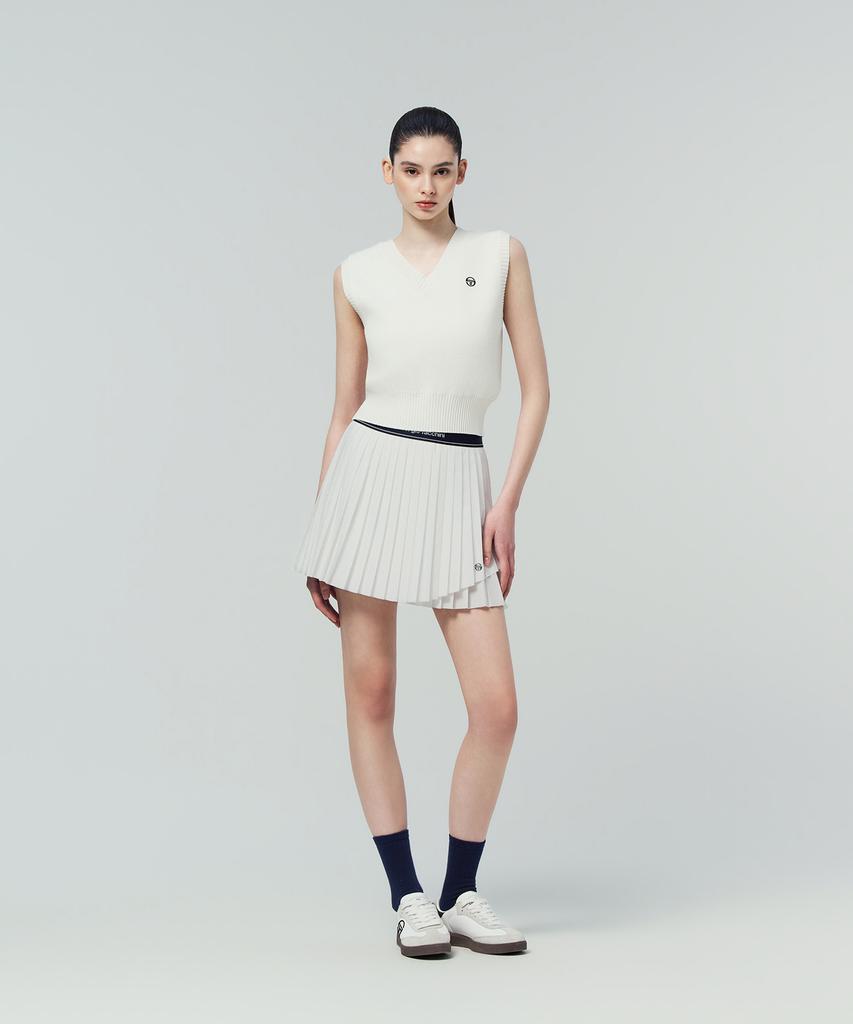 SERGIO TACCHINI W Flying Asymmetrical Pleated Skirt (White)