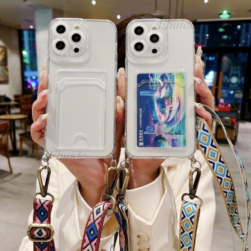 Vintage Strap Case For Samsung Galaxy S25 Ultra S24 FE A36 A06 A16 A55 A35 A15 Crossbody Lanyard Wallet Card Crystal Clear Cover