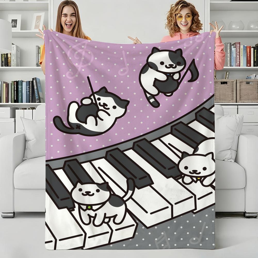 Game N-Neko Atsume Throw Flannel Blanket Perfect for Sofa Office Bed Travel Sleep Read Relax Camping Four Season Use