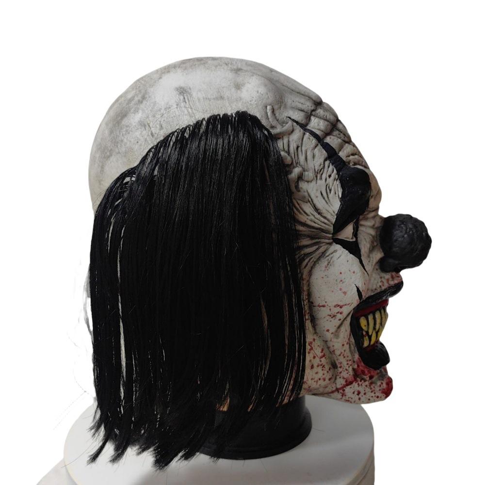 Horror Schwarze geflochtene Clownhaube Halloween-Fänge Clownmaske Tanzparty Feiertagsshow Maske
