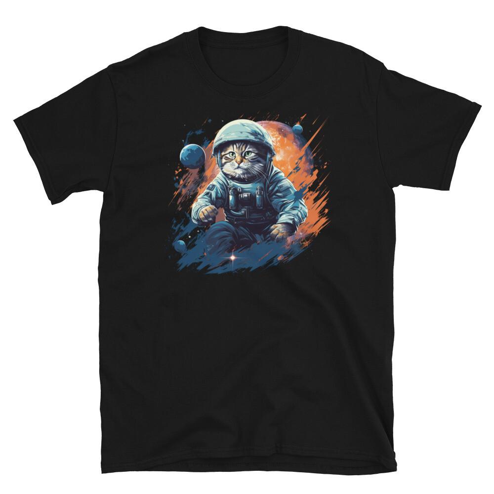 Artistic Astronaut Cat T-shirt - Space Themed Graphic Tee
