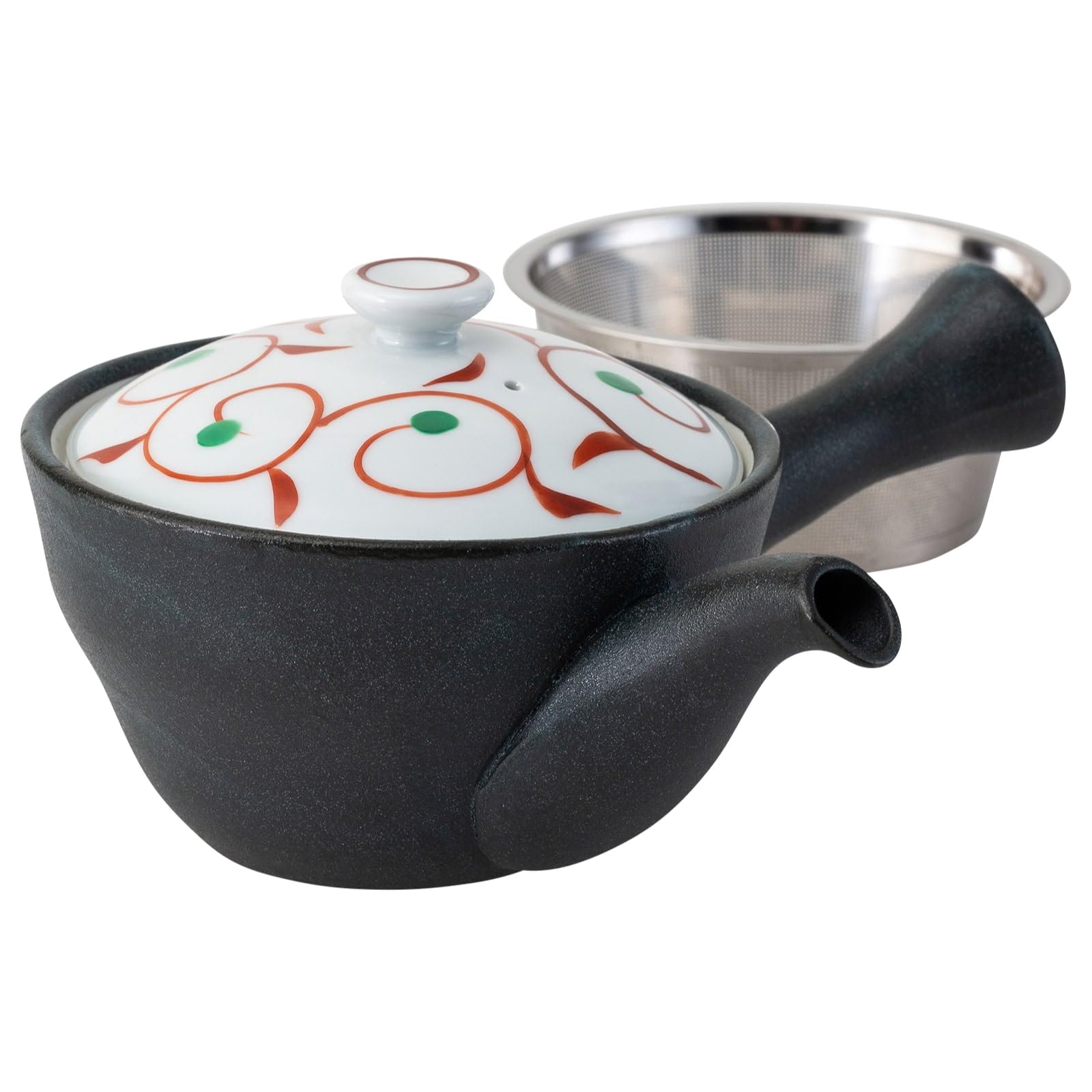 

Yoshida-yaki Kyusu (Super Stainless Steel Teapot with Strainer), Red Arabesque Pattern, Red, Capacity: Approx. 240ml, Made in Japan, Product Number