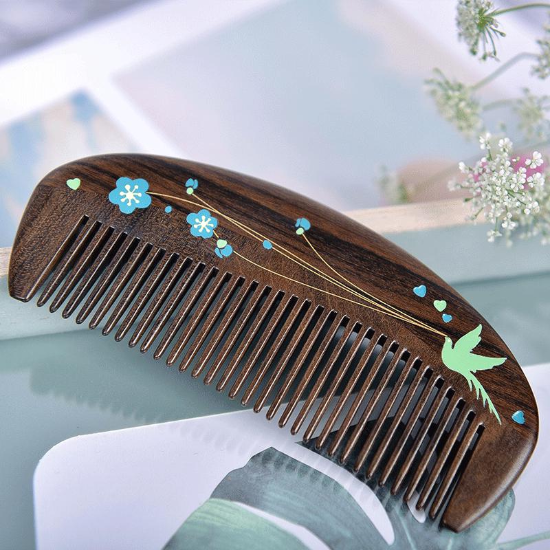 Tan Carpenter Green Plum Wood Comb