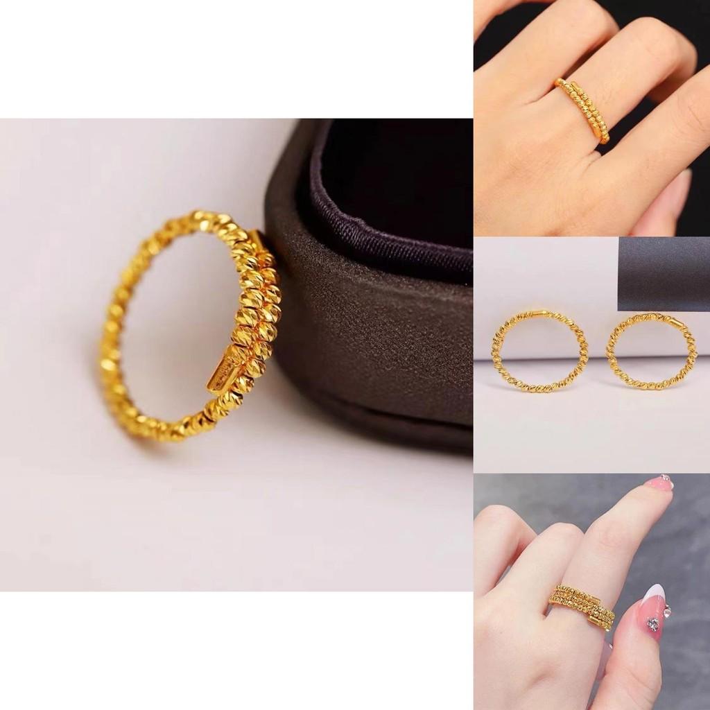 Fashionable Women's Open Adjustable Memory Disco Ring In Beautiful Gold Plated Brass Design
