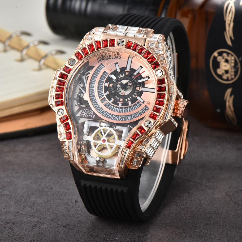 Men's Quartz Watch with Three-Needle Design, Sports Style, Irregular Full Diamond Shape, Similar to Jason Statham's Watch in Warcraft.