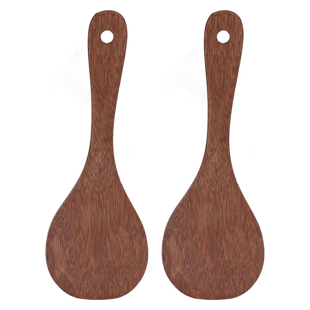 2 Pcs Rice Paddle Natural Wooden Rice Cooker Spatula Kitchen Cooking Spoons for Mixing and Serving RiceRound Mouth