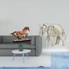 Hand Carved Wooden Horse Elephant Figurine Sculpture Statue Artwork Collectible Ornament for Desk