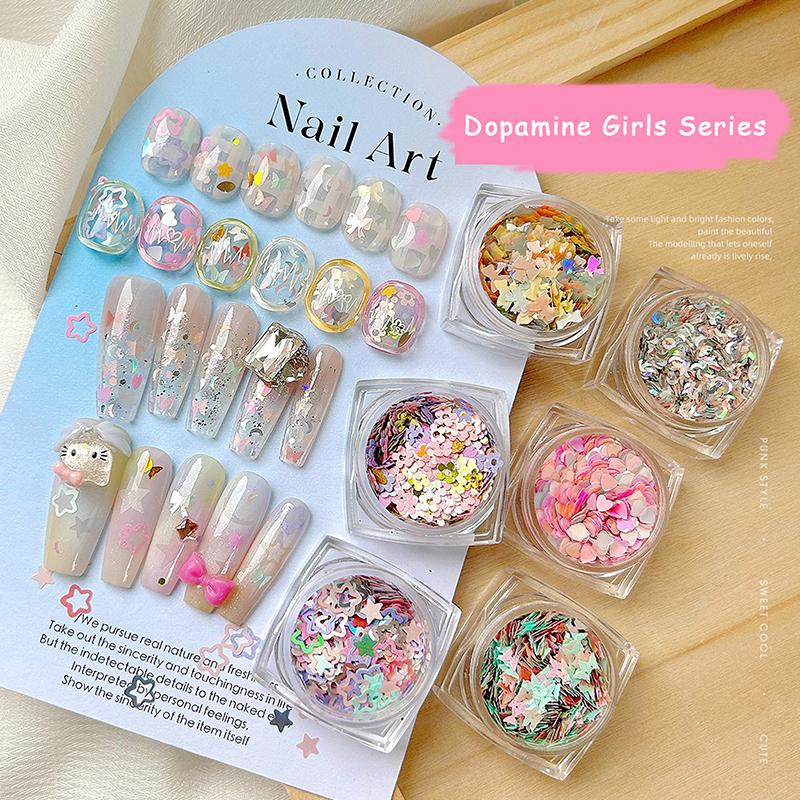 Nail Art Sequins Six Shapes Glitter Sweet Girl Accessories Manicure Supplies Colorful Sticker Make Up Diy Decals Decoration