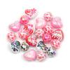 10 pz/borsa 15mm Colore Misto Placcato Stampato Acrilico Rotondo Perline Cuore Bulk Branelli Allentati Del Distanziatore Per La Produzione di Gioielli