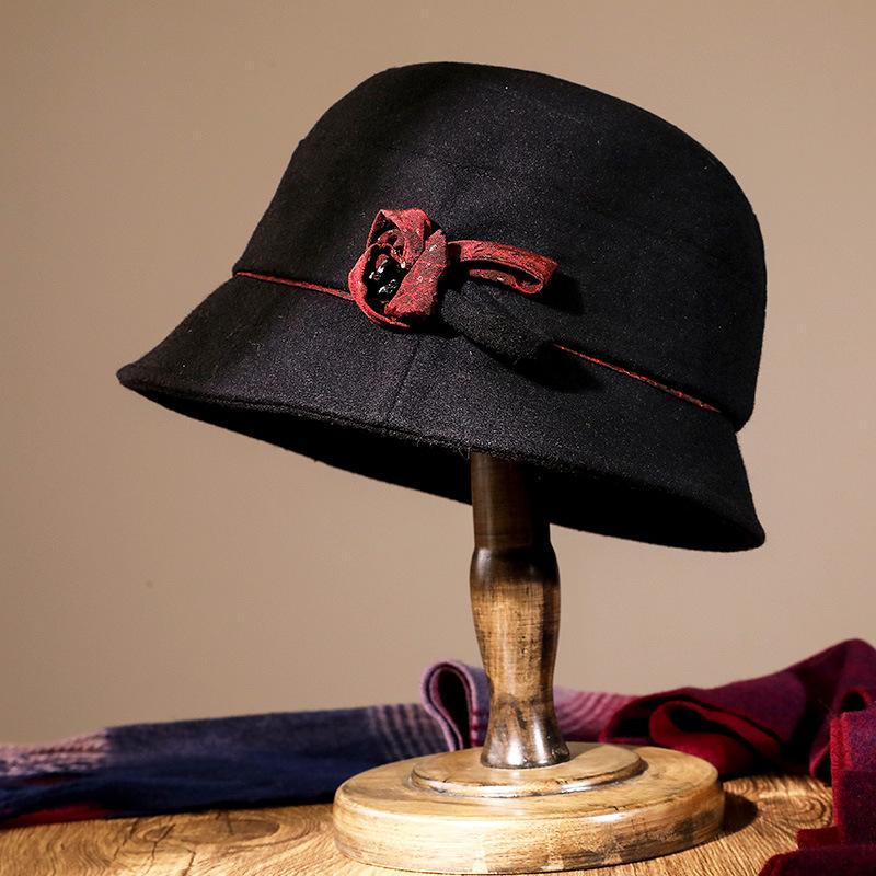 

Средняя шляпа старика женская шерстяная шляпа-ведро из флиса теплая бабушкина шляпа для пожилой женщины осень-зима утолщенная шляпа-цилиндр One Size чёрный