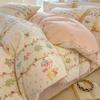 3/4pcs/set 100% Cotton Floral Pattern Duvet Cover Set with Pillowcase Sheet Home Twin Single Queen Size Boys Girls Bedding Sets