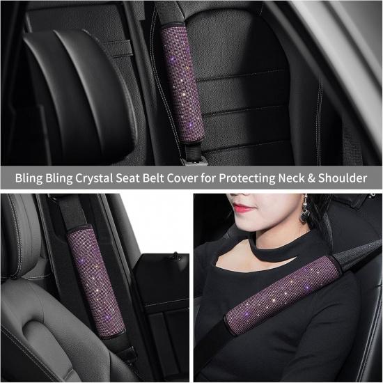 Surpassme 2PC Bling Car Seatbelt Covers, Rhtone Car Seat Belt Covers/Pads With Crystal For Releasing Shoulder/Neck Pressure Car Accessorizes For Car,