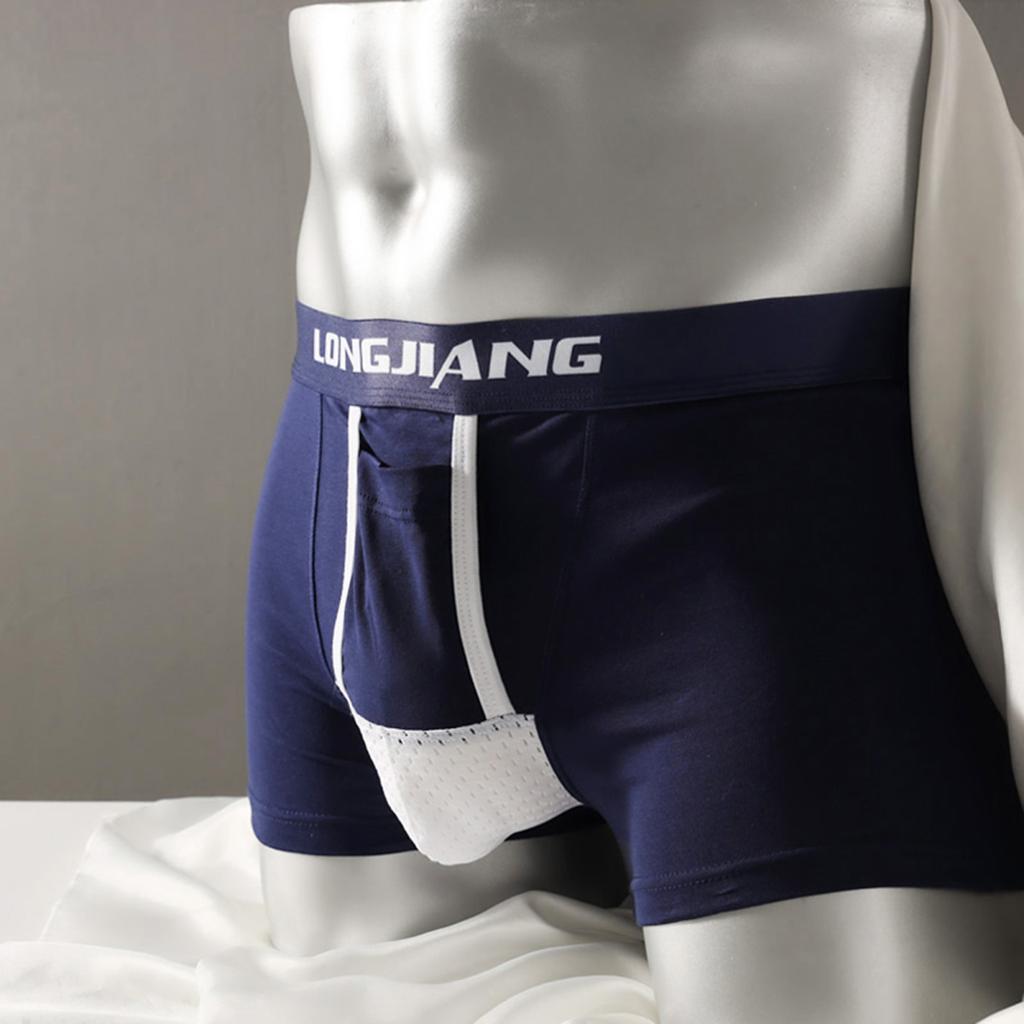 Yousheng Men Boxer Underwear com suporte de bola Carta Impressão Elástica Cintura média Bolsa separada Boxers que absorvem a umidade