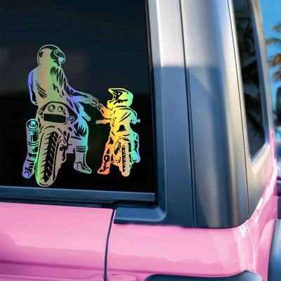 Araba Plakası Baba ve İki Oğul Biker Yansıtıcı Motosiklet Kaskı DIY Araba Çıkartmaları Moto Oto Çıkartması