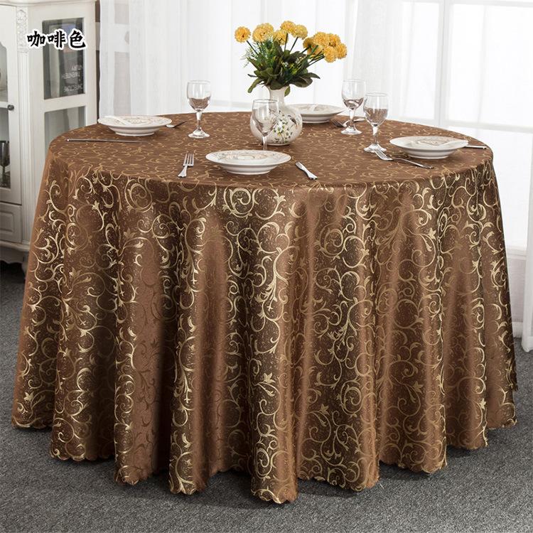 Luxe Rond Hotel Tafelkleed Gouden Bloemen voor Bruiloft Feest Decoratie Tafelrok Set Restaurant Tafelkleed Multifunctioneel Diameter 240cm