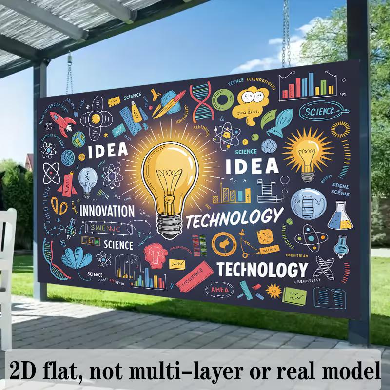 Light Bulb Doodle Science Banner, Technology Education Photo Booth Decor