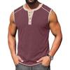 Men Sleeveless Henley Shirt Casual Athletic Tank Top Button Front Muscle Fit Summer Workout Shirt for Outdoor Sports
