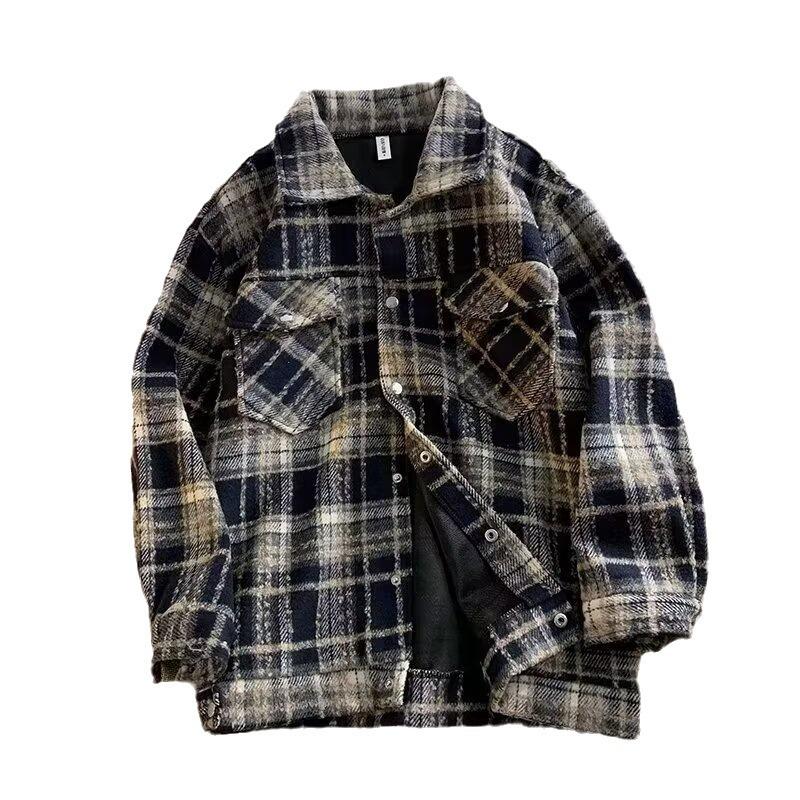 Xiaoxiang High Street Plaid Couple Shirt Jacket: Men's American Retro Long-Sleeve Trend for Spring & Autumn