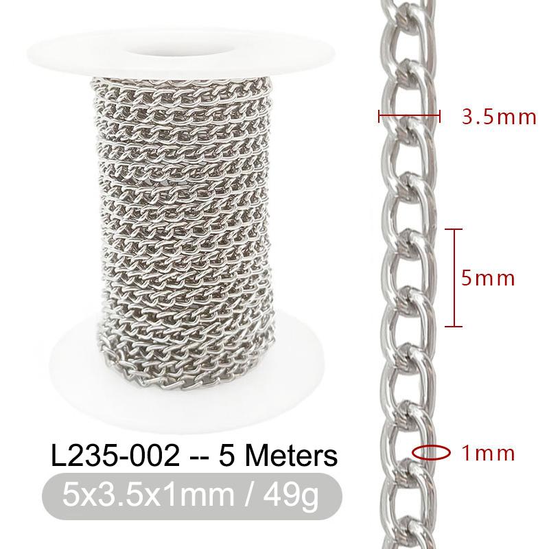 5M Metal Aluminum O-Shaped Chains Twist Chain for DIY Necklace Bracelet Jewelry Making Clothing Bag Component Accessory Supplies