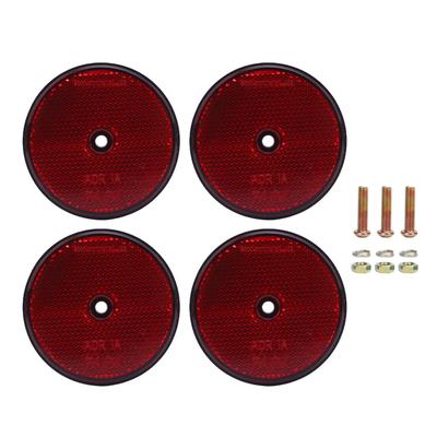 4Pcs Safety Reflectors Red Round 72mm Dia with Screw for Mailboxes Driveway Tunnels Post Cars Trailer Red