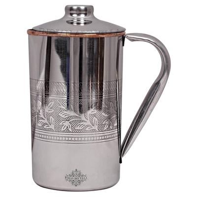 Embossed Design Steel Copper Jug , Drinkware and Serveware, Yoga, 2000 Ml