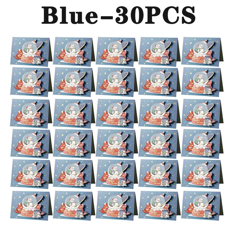 Santa Christmas Greeting Cards Folding Merry Xmas Best Wishes Card for New Year Blessing Thank You Postcard Decoration