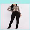 Fashion Women Ladies Leopard Print High Neck Loose Casual Tshirt Blouse Tops For Stylish Outings