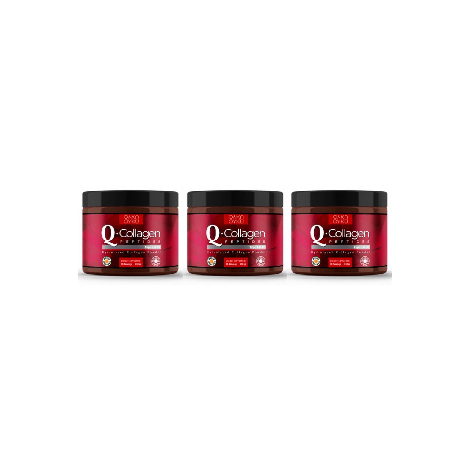 

Q-collagen Hydrolyized Collagen-medicine 1-2-3 -vitamin C (238 Gr Dust) 3 Boxes / Drug Box Gift