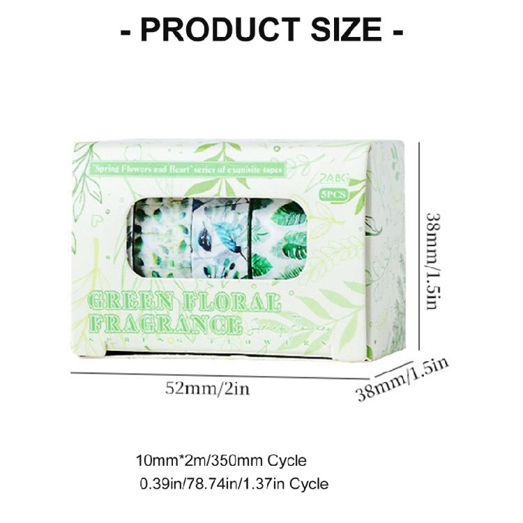 5Rolls Flower Decorative Tape 10mmX2M for Scrapbooking Photo Album Journal Notebook Water Resistant Aesthetic Paper Tape