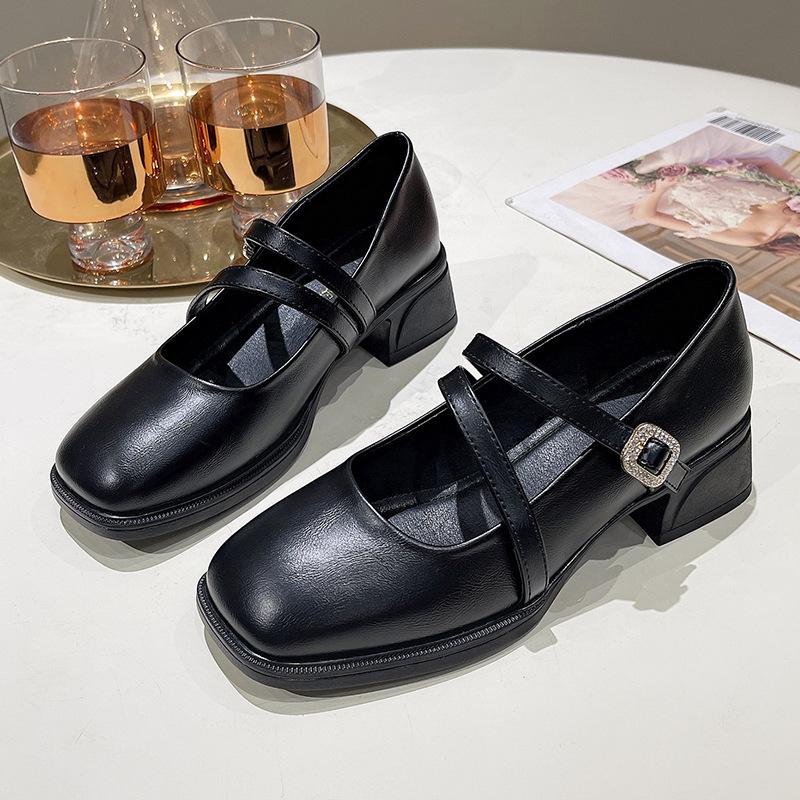 Square Head Thick Heel Platform Small Leather Shoes Women's Summer 2025 New Lolita Mary Jane Single Shoes