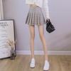 Spring 2025 Women's High Waist Plaid Pleated Skirt - Black A-Line Slimming College Style