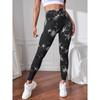 Seamless Tie Dye High Waist Leggings - Black M - Polyester/Spandex - Shaping & Push-Up Effect - Fitness Activewear