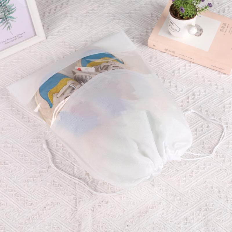 Non-Woven Drawstring Shoe Bag: Dustproof, Transparent Travel Pouch
