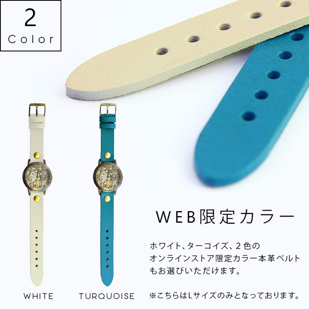 Reloj Moola Rebic de cuerda manual, fabricado en Japón, esqueleto RER-30B (L, Marina)