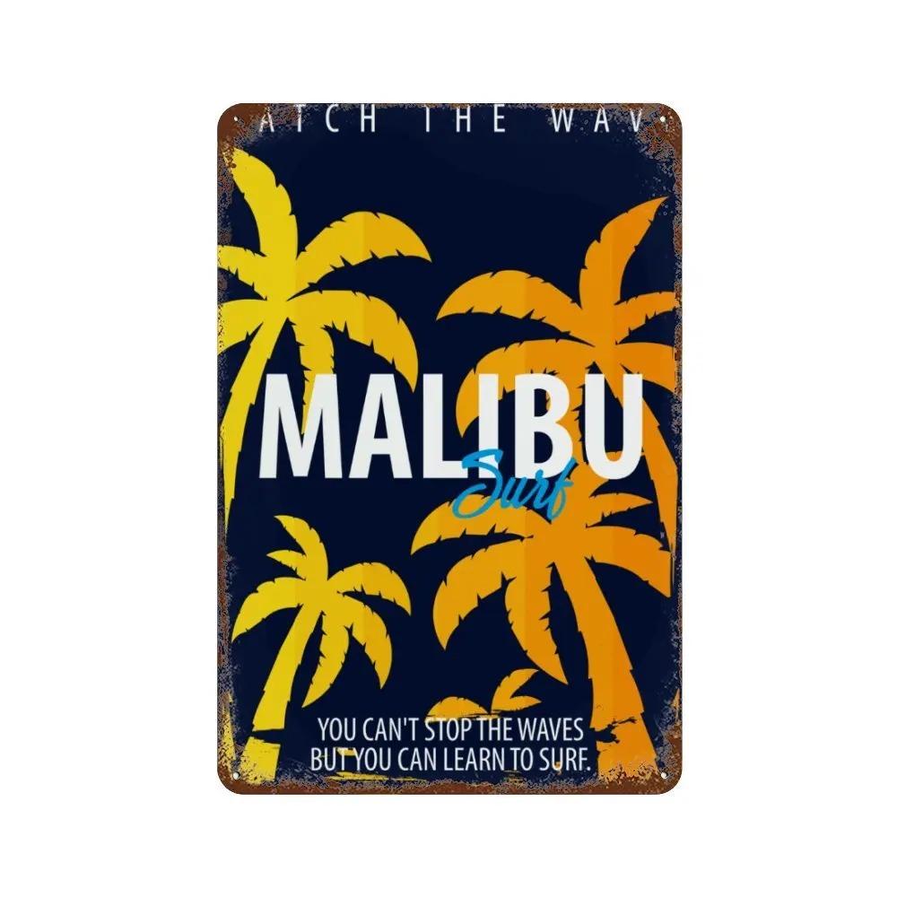 Vintage Metal Tin Signs Poster Hawaii Beach Party Poster Surfing Paradise for Beach Bar Cafe Club Home Room Wall Decor
