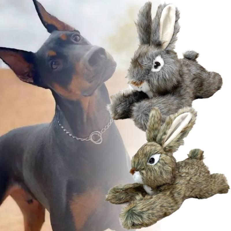 Realistisches Plüsch-Kaninchen-Hundespielzeug, langlebig, kaubeständig, quietschendes Spielzeug für kleine Hunde