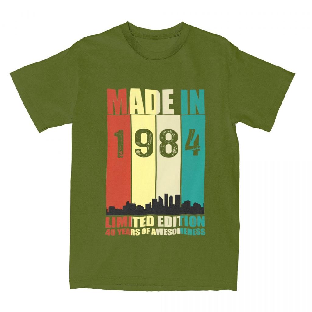 Men's T-Shirts Made In 1984 Birthday Limited Edition Pure Cotton Tees Short Sleeve 40 Years Vintage T Shirts Crewneck Tops