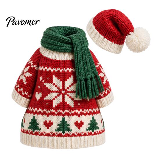 Decorative Patched Goose Clothing Set Christmas Porch Outfit, Festive Poinsettia Costume, Winter Holiday Outfit Clothes with Hat, Seasonal Apparel for