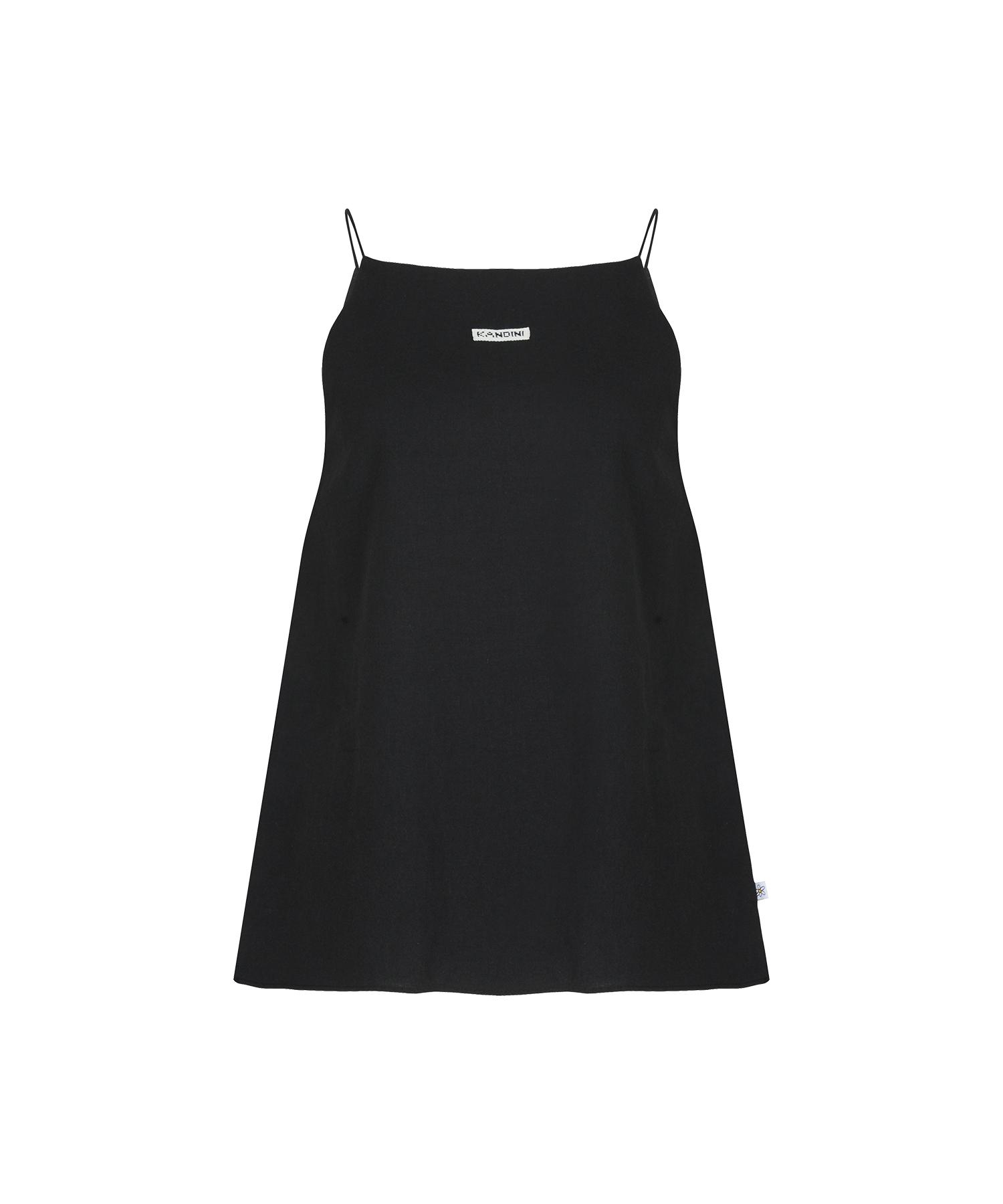 Candini Black Linen Sleeveless T-Shirt
