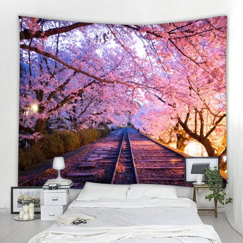 Bohemian Zimmerdekor Natürliches Wandbehang Mandala Gartenszene Psychedelischer Teppich Hippie Schlafzimmer Stoffteppich