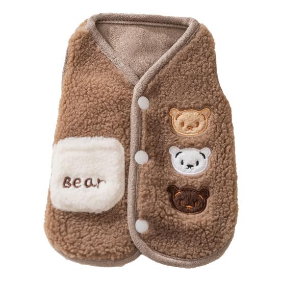 Cartoon Bear Dog Cardigan Warm Pets Autumn Winter Coat Puppy Vest Cute Poodle Outfit with D-ring for Small Medium Dogs Cat Girl Boy