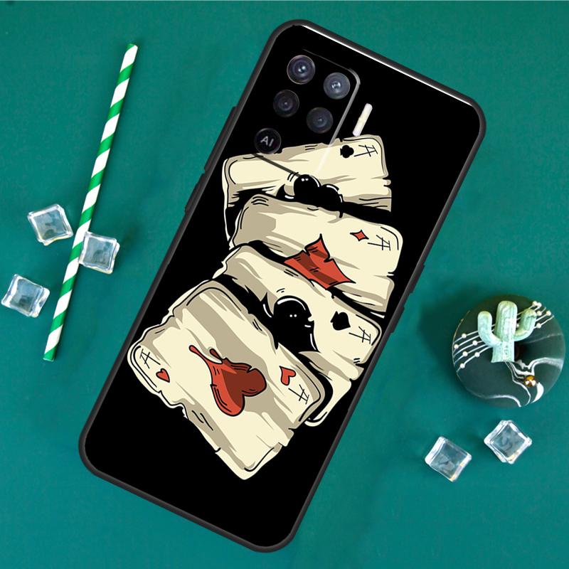Poker Cards Case For Oppo A60 A40 A80 A16 A76 A96 A18 A38 A58 A78 A98 A91 A15 A17 A74 A94 A54 A57S Cover