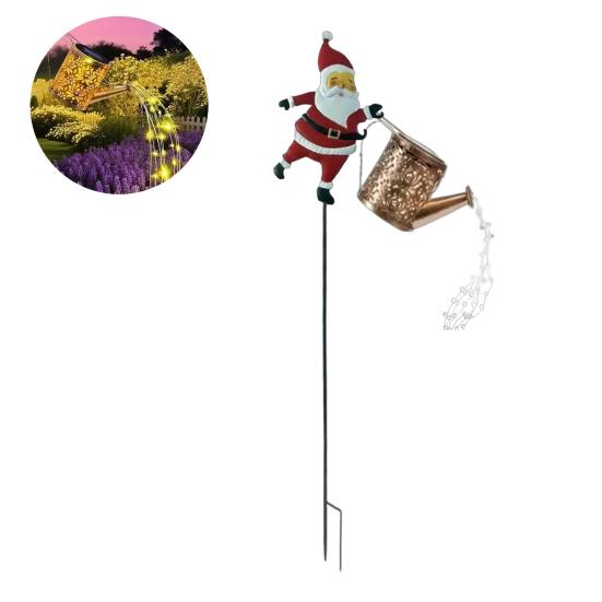 Lawn Decorative Light Solar Santa Claus Watering Can LED Light Solar Powered Outdoor Waterproof Christmas Pathway Decoration