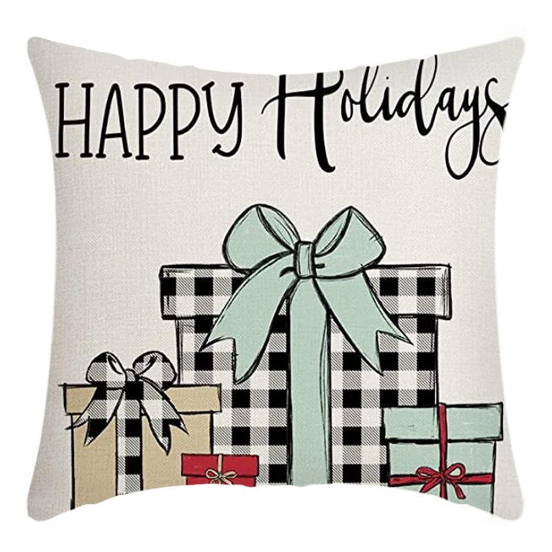 New Christmas Throw Pillow, Polyester Linen, Festive Dress Cushion, Bedroom Living Room Square Pillow, Cushion Pillow Case